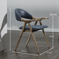 Chaises de salle à manger minimalistes nordiques modernes avec dossier en bois massif en cuir pour la maison, la cuisine, l'hôtel, le café et la table.