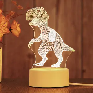 2023厂家批发七彩3D恐龙夜灯台灯多形3D错觉Led夜灯