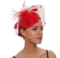 Chapeau Fascinator pour Femmes et Filles, Style Western, avec Accessoires pour Cheveux (Clip, Filet à Cheveux, Voile à Plumes), Thème Course Hippique de Beauté