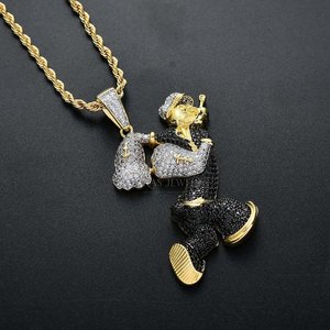 Pendentif Hip Hop en argent sterling 925 plaqué or avec diamants, bijoux luxueux étincelants avec finition haut de gamme et brillance durable - Product Image 4