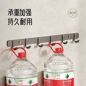 ตะขอแขวนผนัง Shu Zheng สีเทากันเมทัล 5 ตะขอ แบบไม่ต้องเจาะ สำหรับห้องน้ำ ห้องครัว แขวนเสื้อโค้ท สำหรับประตูหรือผนัง - Product Image 4