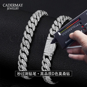 Moissanite Cuban Chain Bracelet S925 Sterling Silver 6mm 10mm Men's Hip Hop Jewelry Everyday Wear Micro Insert Full Set - Product Image 3