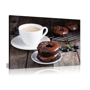 Marrone caffè ciambella tela arte della parete immagine stampa digitale <span class=keywords><strong>cucina</strong></span> ristorante decorazione pittura <span class=keywords><strong>per</strong></span> la casa o l'ufficio - Product Image 1