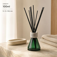 Diffuseur de parfum d'ambiance en verre de 100 ml avec bouchon texturé vert pour la maison, le bureau, la chambre et la salle de bain