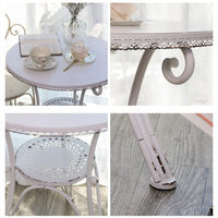 Ensemble table et chaises en fer forgé vieilli, style nordique minimaliste français, pour balcon extérieur, jardin, cour, repas décontractés