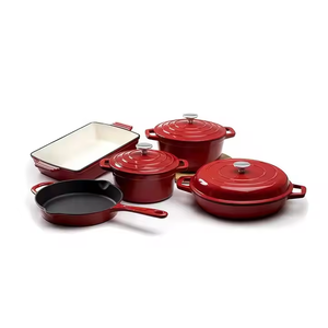 Juego de utensilios de cocina esmaltados de hierro fundido de alta calidad, sartén grande de cerámica de 5 piezas, juego de ollas para sopa y bistec para cocinar - Product Image 1