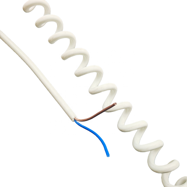 2 Core 0.75mm² 18AWG TPU Spiral Cable Retractable Flexible Coiled Wire for Industrial Automation Medical Equipment CE RoHS