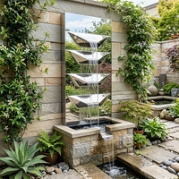 Fontaine d'eau sculptée en acier inoxydable courbé, grande, décorée, pour extérieur public, artisanat métallique sur mesure