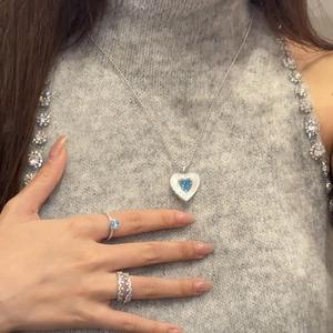 Collar con Lazo Azul Marino de Plata de Ley S925, Colgante Fino de Lujo de Alta Gama, Diseño Romántico Japonés de Nicho - Product Image 5