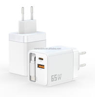 Chargeur de câble télescopique 65W, chargeur de câble extensible TYPE-C 65W, prise UK EU US, adaptateur de câble double port 65W