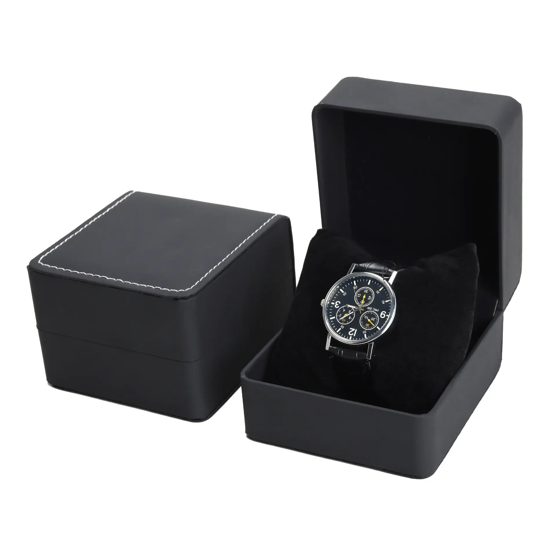 שעון עור מותאם אישית חבילת שחור תיבת עבור גבר ואישה wristwatch סיטונאית שעונים סיטונאית תיבות מתנה באיכות גבוהה מאסטר קרטון
