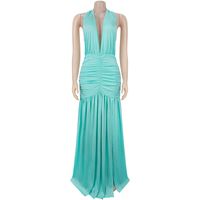 Robe longue décontractée unie et naturelle, écologique, à col en V profond, sans manches, fendue, pour femme, grandes tailles S-XXL
