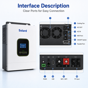 Onduleur solaire hybride Solard 6,2 kW 6200 W à onde sinusoïdale pure 48 V 51,2 V 230 V monophasé avec chargeur MPPT - Product Image 4