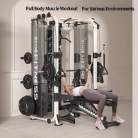 Smith Machine Multifungsi Squat Bench Press Stand Dengan Cable Crossover untuk Kebugaran di Rumah