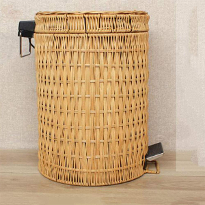 Cubo de basura de ratán Simple a la moda, Cubo de basura <span class=keywords><strong>con</strong></span> <span class=keywords><strong>Pedal</strong></span> de pie <span class=keywords><strong>con</strong></span> tapa para cestas de papel usado, cubos de basura - Product Image 2