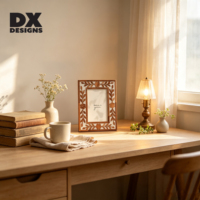 Bingkai Foto Kayu Motif Daun Bunga Vintage DX Designs 4x6 5x7 8x10 Inch, Bingkai Gambar Boho Buatan Tangan untuk Hiasan Rumah