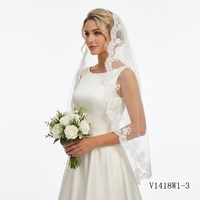 Voile de mariée V1418W1-3 avec dentelle et strass pour la fête de mariage