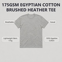 T-shirt personnalisé pour homme en coton égyptien brossé 175 GSM, coupe classique, couleur chinée