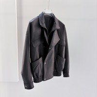 Veste en cuir de moto pour femme en peau de mouton texturée douce, coupe oversize, avec plusieurs revers et grandes poches, pour un confort quotidien