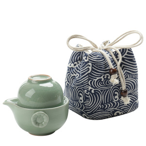 <b>Ceramic</b> Quick <b>Cup</b> Tea Set One Pot Two <b>Cups</b> Portable Travel Office Use - Product Image 5