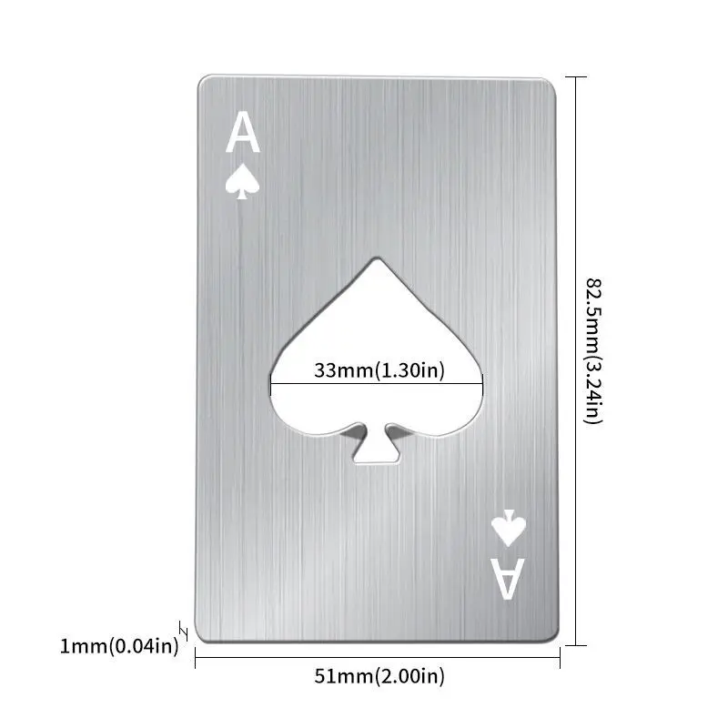 Ace of Spades - Abridor de lata portátil de aço inoxidável para pôquer, garrafa de cartão de crédito tamanho