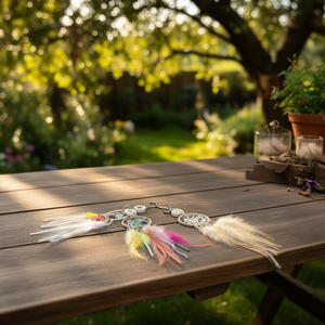 Llavero con Diseño de Atrapasueños de Plumas, Aleación de Zinc, Redondo, Tejido, para Llaves, Regalo, Artesanía - Product Image 2