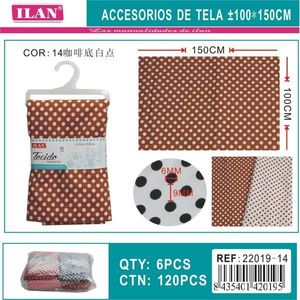 Tessuto a Pois Ilan 100x150 Cm, Puntini Bianchi su Sfondo Caffè, Decorazione per la Casa - Product Image 1