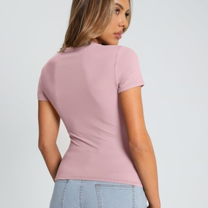 Camisetas de Mujer Casuales Básicas de Manga Corta, Corte Regular, Cuello Redondo 3D, con Spandex, Suaves, para Verano y Gimnasio - Product Image 2