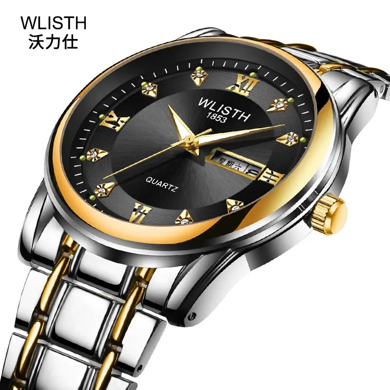 WLISTH bands fashion watch for men Luxury Waterproof Stainless Steel quartz Watches Custom Brand men Watches