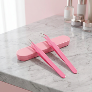 ASAP Sustainable Basics 2-Pack Stainless Steel Precision Durable Eyelash Tweezers <b>Pink</b> Eyelash Extension Supplies Eyelash - Product Image 2