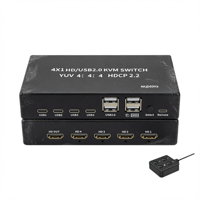 4 Port for 2.0 Metal KVM Switch 4x1/2x1 USB Hub 2-in-1 4-Port Monitor Mouse Keyboard Printer Share