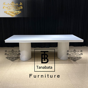 Elegante mesa de comedor de restaurante de MDF blanco de boda con 8 sillas - Product Image 1