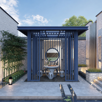 Pergola motorisée en aluminium de style chinois MEIXIN ORLANDO avec bande LED, lames orientables, double vitrage trempé, pour résidences et hôtels