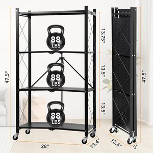 Étagères de cuisine pliantes portables en métal multicouche, présentoir pliable sur pied, 5 niveaux, écologique et moderne - Product Image 3