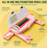 Boîte à crayons multifonction personnalisée avec calculatrice, taille-crayon, grande capacité, boîte de papeterie scolaire pour étudiants