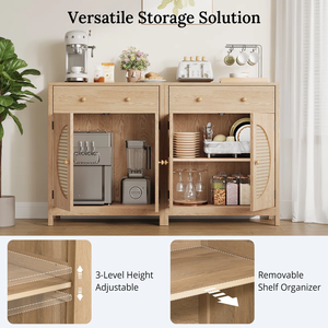 Buffet en rotin élégant avec étagères réglables, meuble de rangement multifonctionnel pour la salle à manger, le salon, l'organisation - Product Image 3