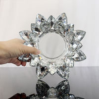 Grand bougeoir chauffe-plat en cristal de fleur de lotus de revêtement argenté pour le grand MH-Z0488 de bougie de pilier