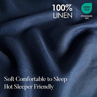Ensemble de literie de luxe en lin 100% bleu marine, 4 pièces, drap-housse, collection de literie respirante naturelle