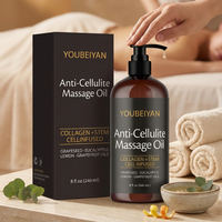 Huile de massage anti-cellulite infusée aux cellules souches de collagène, pépins de raisin, eucalyptus, citron et pamplemousse pour le soin du corps