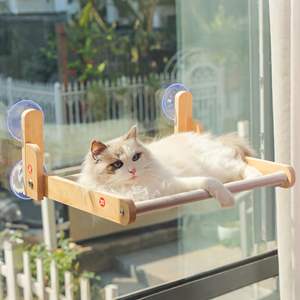 Amaca per Gatti Pieghevole JQ, Lettino da Finestra per Gatti con Telaio in Legno e Copertura in Rete Traspirante a Sandwich per Gatti da Interno - Product Image 6