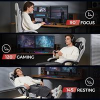 Chaise de bureau gaming robuste à structure métallique avec repose-pieds, pour salle informatique, fonction de refroidissement, ergonomique et compatible musique