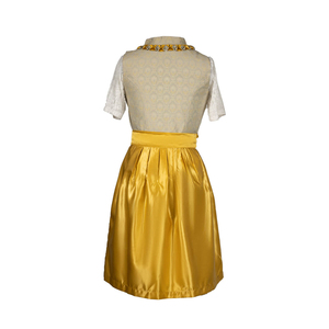 Robe Dirndl Traditionnelle Premium pour Femme, Tenue Folklorique Alpino, Col en V, Manches Courtes, Satin Brodé Floral, Longueur Midi, Coupe Évasée, Style Vintage - Product Image 4