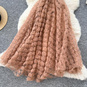 Robe midi décontractée estivale 2025 pour femme, style tunique <span class=keywords><strong>romaine</strong></span>, avec motif paisley en dentelle 3D, taille empire élastique, grande taille XL, Vestidos - Product Image 3