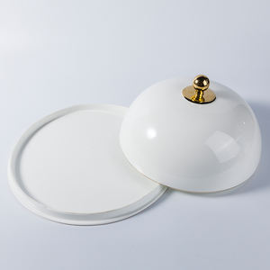 Plat de service rond en porcelaine <span class=keywords><strong>blanche</strong></span> de style français YAYU de haute qualité avec couvercle pour banquet, plat de présentation en porcelaine fine - Product Image 6