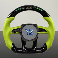 Volant en cuir vert à fond plat avec LED intelligentes personnalisées YZ, en fibre de carbone, pour Lamborghini Huracan LP640 LP650 LP670 Urus Upgrade