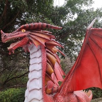 Dragon animatronique grandeur nature, dragon rouge européen, statue de dragon robotique, modèle de dragon réaliste pour parc à thème, événement d'Halloween, exposition