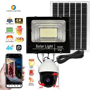 Jbp 100W 4G năng lượng mặt trời đèn pha với máy ảnh và 256G thẻ SD IP65 đánh giá nhôm dẫn điện năng thấp ngoài trời Vườn An ninh ánh sáng - Product Image 1