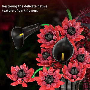 Ensemble de 885 pièces de blocs de construction floraux gothiques sombres, pétales et branches mobiles, décoration intérieure, artisanat artistique DIY, cadeau STEAM pour la vente en gros - Product Image 5