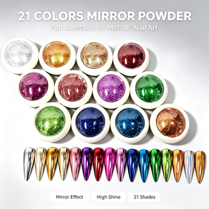 Polvo de Uñas Efecto Espejo OEM 21 Colores 0.3G, Polvo Cromado Multicolor Ultra Fino Metálico para Salón de Uñas, Venta al por Mayor 2026 - Product Image 1