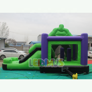 Venta caliente PVC verde <span class=keywords><strong>Smash</strong></span> Casa de rebote Combo superhéroe Castillo de salto con tobogán mojado y seco castillo hinchable con soplador - Product Image 3